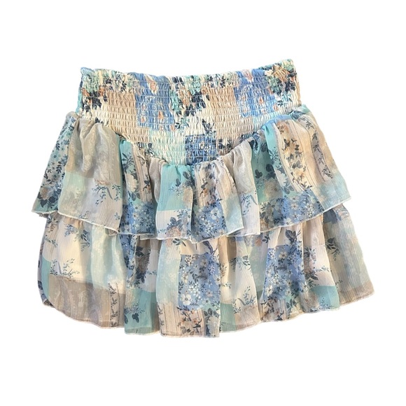 MADDEN NYC Floral Smocked Double Ruffle Skort S - Picture 7 of 10